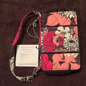 Vera Bradley Pink and Black Floral Wristlet